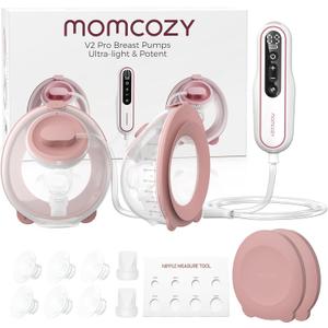 Momcozy Breast Pump BP141 Slim & Quiet,Hands-Free & Lightweight Pump with Upgraded Flange, High Efficient Electric Pump, 3 Modes|9 Levels, Hot Pink