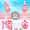 Kids Snorkel Mask Full Face, Snorkeling Gear for Kids with Camera Mount, 180 Degree Panoramic View Snorkeling Set Anti-Fog Anti-Leak