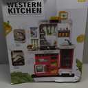 Kids Kitchen Playset, 68 PCS Toddler Kitchen Playset for Toddlers 1-3 3-5, 32.2IN Play Kitchen with Spraying, Light & Sound, Cooking Stove, Play Sink, Oven and Toy Kitchen Accessories (Red)