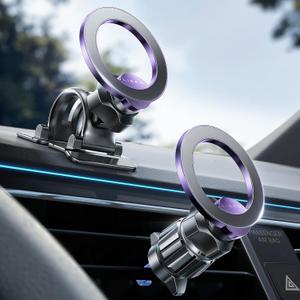 LISEN for MagSafe Car Mount [2026 Strong Magnets] Magnetic Phone Holder for Your Car [Vent&Dash] Magnet Cell Phone Holder Mount Cradle Car Accessories Kits for Men Women Purple (1Pack)