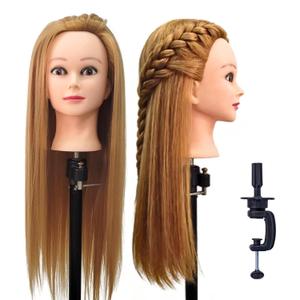 Female Mannequin Head with Hair for Practice Braiding Practice Hair Mannequin Head for Hairstyling Cutting (20 Inch, Honey Blonde 1)