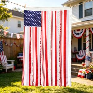 4th of July Decorations-Memorial Day Decor,4x2.3 Ft Rag American Flag Banner Fourth of July Independence Day Decorations USA Flag Bunting Outdoor Patriotic Vintage for Porch Indoor