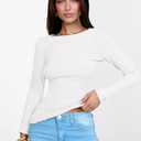 ANRABESS Women's Boat Neck Long Sleeve Shirts Rib Knit Slim Fitting Tops Basic Tees 2026 Casual Comfy Fall Outfits Clothes White X-Large