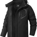 MAOYSSEN Men's Mountain Ski Jacket Winter Snow Coats Waterproof Warm Fleece Lining Jacket Parka with Hooded, XXL