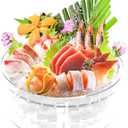 Ice Chilled Serving Tray with Ice Underneath, Shrimp Cocktail Serving Dish with Ice Tray, Acrylic Cold Food Fruit Buffet Server Platter for Party Keep Food Fresh