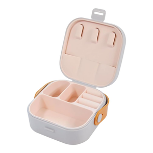 Travel Jewelry Box Small Jewelry Box Women Mini Travel Essentials, Portable Mini Jewelry Leather Box Jewelry Ring Storage Box Storage Rack Gift Box for Women, Grey