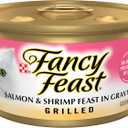 Purina Fancy Feast Grilled Wet Cat Food Salmon and Shrimp Feast in Wet Cat Food Gravy - (Pack of 24) 3 oz. Cans (EXP 06/30/28)
