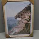 HesenDot Natural OAK Wood Framed Italian Positano Beach Wall Art,12x16in Amalfi Coast Canvas Wall Print, Summer Coastal Landscape Poster Wall Decor for Living Room, Bedroom, Office Gallery Set of 1