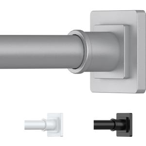 UIOSANRT Silver Shower Curtain Rod 35-66 Inches Non-Slip Shower Rod Tension Mounted No Drill Adjustable Tension Curtain Rod for Windows Bathroom (31"-68")