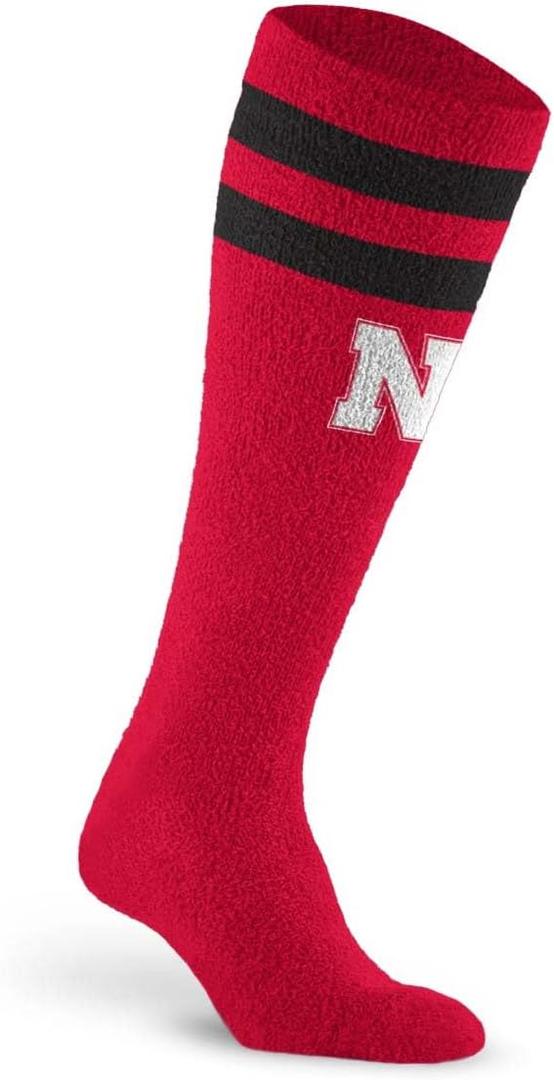 For Bare Feet Women's NCAA Cozy Feather Compression Varsity Stripe Team Color (Large)