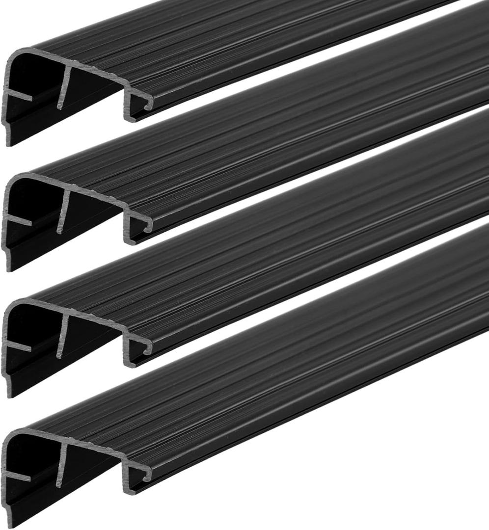 Pangda 4 Pcs 36 L Fixed Vinyl Sill Cap 1-1/4 Inches High Exterior Door Threshold Seal Replacement for Residential Door Trim-to-fit Fixed Vinyl Sill for Residential Entry Waterproof(Black)