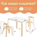 Swegrow Kids Table and 2 Chairs Set, Wooden Table and Chairs for Kids & ToddlerKid Wooden Furniture for Playroom/Home/Kindergarten, Rectangle-3 Pack