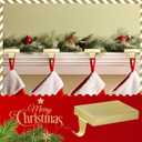 4 Pack Christmas Stocking Holder Bases - Mantel Stocking Hangers Hanging Hooks for Fireplace Stand Holder Weighted Hangers for Xmas Holiday Decoration (Gold, 4)
