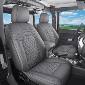 Huidasource Seat Covers for Dodge RAM, Waterproof Leather Seat Cover for 2009-2018 RAM 1500, 2010-2025 2500/3500 Crew Mega Cab, 2019-2025 1500 Classic Only, Fits Curved Split Bench (Full Set/Gray)