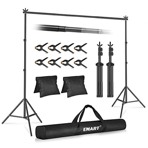 EMART Photo Video Studio 10Ft Adjustable Background Stand Backdrop Support System Kit with Carry Bag
