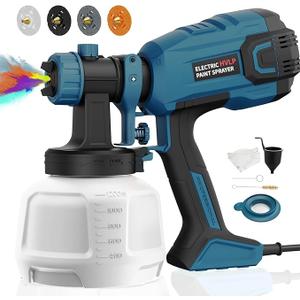 Paint Sprayer, 700W HVLP High Power Electric Spray Paint Gun with Adjustable Spray Width Knob, 40 Fl Oz Container, 4 Nozzles & 3 Patterns, Easy to Clean, for Furniture, House, Fence, Walls, Etc.
