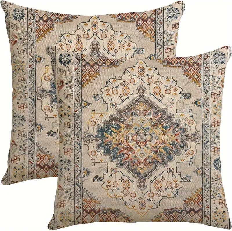 Decorative Throw Pillow Covers with Sleeping Cat Design, 18x18 Pillows Linen Pillowcase Square Cushion Cases, Set of 2 (Green560)