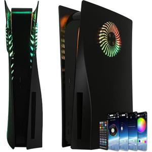 Faceplate with RGB Light Strip for PS5 and Dust Filter for Cooling Vents DOBEWINGDELOU 400+ Effects LED Light Ring Console Cover for Disc Edition DIY Decoration Kit Accessories Black