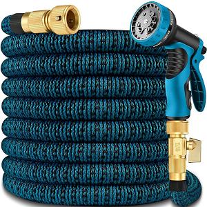 100 ft Expandable Garden Hose Pipe, Flexible Water w / 10
 Heavy Duty Water Hose with 10 Function Spray Nozzle