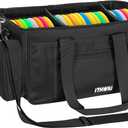 Disc Golf Storage Bag Durable Large Capacity with Dividers and Multi Side Pockets, Black
