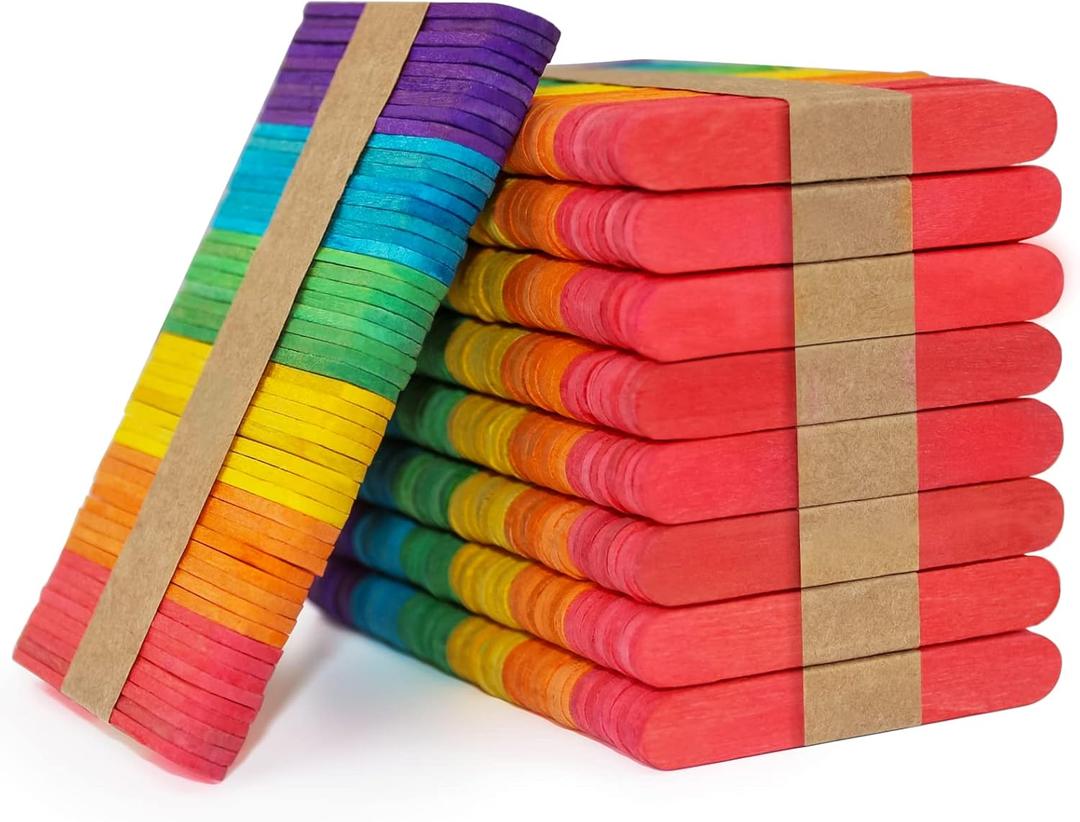 WISYOK 450PCS Colored Craft Sticks, 2.5 Inch Mini Wood Popsicle Sticks, Rainbow Craft Sticks, Ice Cream Sticks for DIY, Craft Creative Designs, Arts & Handwork