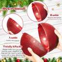 Zubebe 2 Pcs 8" Giant Fillable Christmas Ornaments with Ribbons Oversized Plastic Xmas Balls for Outdoor Lawn Yard Decor, Tree Hanging, Holiday Gifts(Glitter Red)