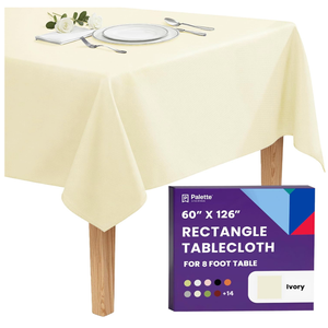 Gee Di Moda Rectangle Tablecloth - 60 x 126 Inch Ivory Table Cloth for 8 Foot Rectangle Tables - Heavy Duty Washable Fabric - for Holiday Party, Dinner, Weddings, Baby Shower & Events