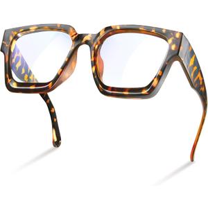 livho Oversized 99% Blue Light Glasses for Woman - Rectangle Fashion Glasses for Computer, Chic Preppy Frame - Anti Eyestrain (*Coco Tortoise)