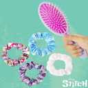 3 x LUV HER Lilo & Stitch Hair Accessory 5 Pcs Set - 1 Regular 9 inch Stitch Hairbrush & 4 Scrunchies - Detangling Brush - Elastic Hair Ties Ropes for Girls, Ages 3+