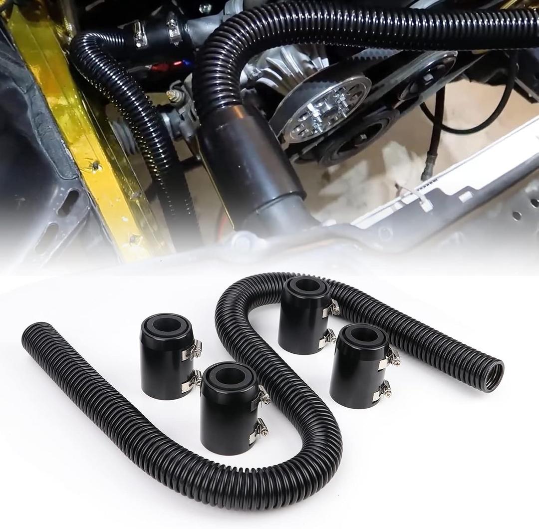 48" Flexible Radiator Hose Stainless Steel Universal Water Hoses Adapter Coolant Radiator Hose Kit With 4Pcs Chrome Caps (8 Clamps, Black)