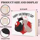 Valentines Decorations - Cats Love Wooden Box for Cat Lovers, Valentine Decor for Home Office Table Wall Hanging-Happy Valentine A10