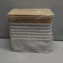 Plastic Storage Baskets With Bamboo Lid - Plastic Storage Containers Stackable Storage bins: Storage Baskets for Organizing Shelves Drawers Desktop Closet Playroom Classroom Office, 6 Pack (Cream White)