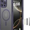 ImpactStrong Magnetic Guard for iPhone 16 Pro Case [Camera Control Button] [Camera Protection] [Military Grade Drop Tested] [Compatible with MagSafe] Slim Translucent Matte Phone Case - Deep Purple