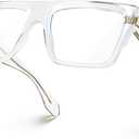 VISOONE Square Clear Blue Light Blocking Glasses TR90 Gaming Men Women ALBA (Crystal)