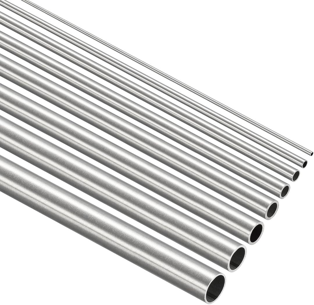 304 Stainless Steel 1mm - 8mm OD 300mm Length - 8Pcs Round Metal Pipe Fits for Industrial Applications - Stainless Steel Seamless Straight Pipe Tube - (0.15mm/0.6mm Thickness)