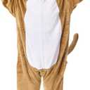 Unisex Animal Hooded Costume for Kids Boys Girls Flannel Halloween Jumpsuit Cosplay One Piece Romper 6-13 Years (Dog)