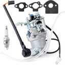 100160764 Carburetor Compatible with Champion 2500 Watt 201122 200961 200962 Dual Fuel Inverter Generator with Solenoids and Stepper Motor, Carb Kit with E6TC Spark Plug and Gaskets