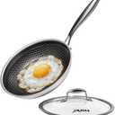 Honeycomb Stainless Steel Nonstick Frying Pan with Lid 7 Inch, Induction Cooktop Compatible Skillet, PFOA-Free Scratch-Proof, Dishwasher & Oven Safe, Stay-Cool Handle, Silver Kitchen Cookware