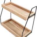 Double-Layer Kitchen Spice Rack Coffee Cup Shelf Station Organizer Wooden Storage Shelf for Bathroom Makeup Organizer
