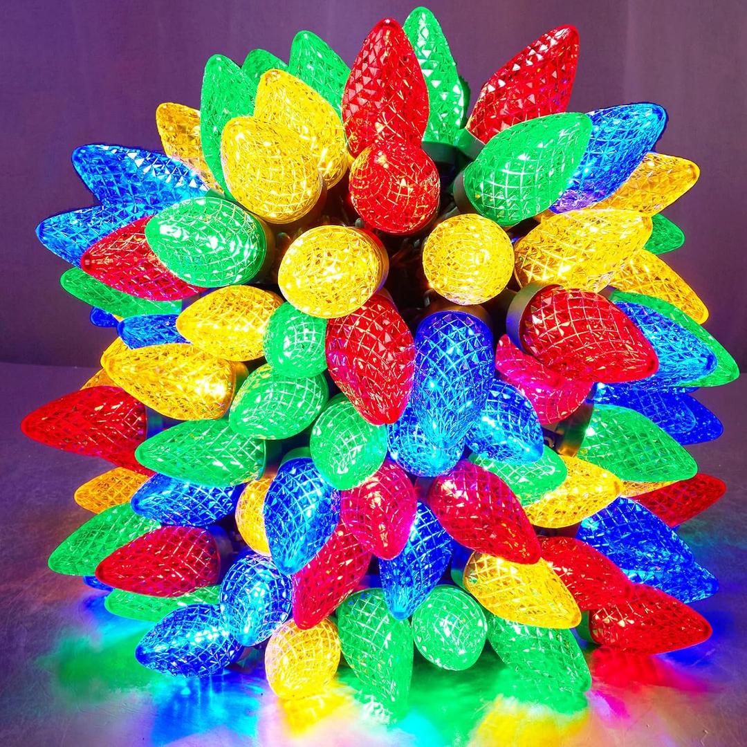 C9 Led Christmas Lights Outdoor Christmas Decorations Commerical Grade 50Led 33ft Christmas Tree Lights Set for Indoor Outdoor Wedding, Holiday, Party, Home Christmas Decorations(Multicolor)