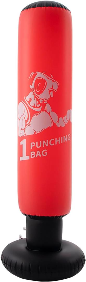 DIMAR GARDEN Inflatable Floor Punching Bag for Kids, 64 Inch Boxing Bag for Karate & Taekwondo Practice (Red)
