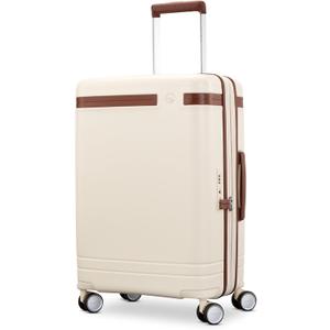 Virtuosa Hardside 21 Inch Carry On Luggage - Airline Approved with 360 Spinner Wheels, RightHeight Adjustable Handle - Zippered WetPak - TSA Lock - Expandable Light Polycarbonate Shell - Off White