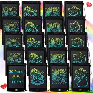 Zhehao 20 Pack LCD Writing Tablet for Kids: 8.5 Inch Colorful Drawing Doodle Boards - Reusable Erasable Doodle Board Educational Learning Toys Gifts for Toddlers Ages 3-8 Party Favors (Black,Cute)