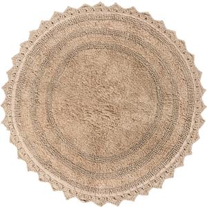 Soft Cotton Crochet Round Pattern Bath Rug - Mats for Bathroom, Shower, Bath Tub, Sink, Toilet - (24 Inches, Beige)