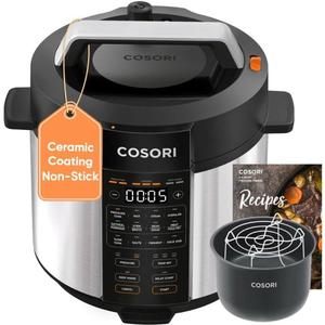 COSORI Pressure Cooker 6QT, Stainless Steel, 9-in-1 Multi Cooker, 12 Safety Features, Ceramic Inner Pot, Rice, Slow Cook, Sous Vide, Sauté, 1100W