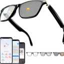 AI Smart Glasses, Support 160+ Languages, Real-Time Translation via APP, Wearable Tech Bluetooth Glasses with Speakers, Color-Change Lenses, AI Translation Glasses for Travel Meeting Trade (M01-Black)