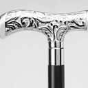 Antique Brass Walking Stick Deluxe Cane Beautiful Silver Handle for Men and Women Gift, 37''''
