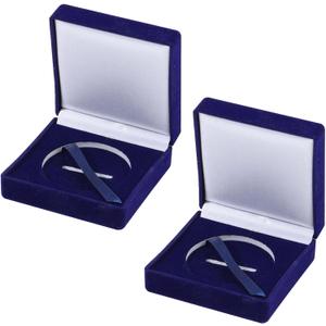 2Pcs Coin Display Case Velvet Blue Challenge Coin Storage Presentation Box for Commemorative Coins Medals, 50mm