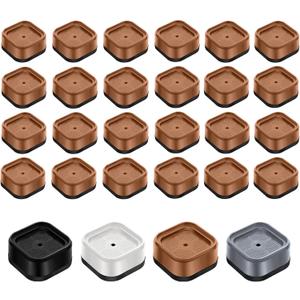 shouwuhho 24 Pack Furniture Risers Adjustable Bed Risers Heavy Duty Lifts Height 1", Square Stackable Bed Risers 1, 2 or 3 Inch for Desk Leg Table Couch Sofa Chair Bed Frame Legs Dorm, Brown