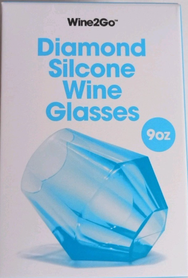 Wine2Go Diamond Silicone Wine Glasses 9oz (2 Pack)